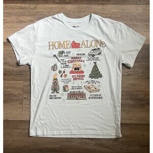 Y2K, vintage Home Alone Merry Christmas White Graphic T-Shirt Short Sleeve